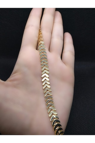 Balık Kılçığı Yassı Gold Kaplama Künye Kılçık Bileklik 454 Çok Renkli