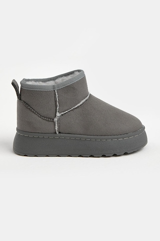 Tonny Black Kalın Poli Taban İçi Kürklü Süet Görünümlü Çocuk Unisex Gri Günlük Bot Tbsz015 Gri