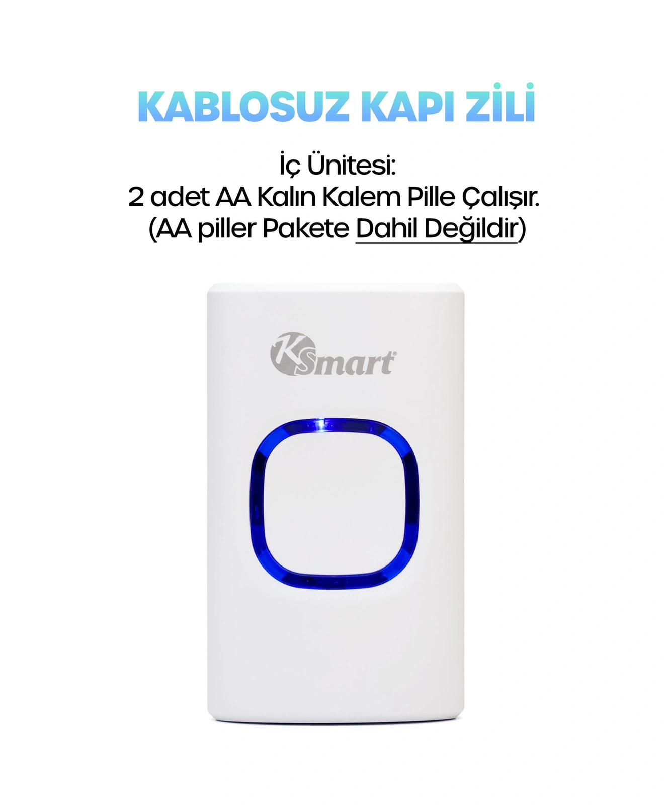 Kablosuz Uzaktan Kumanda Kapı Zili Işıklı Uzun Menzilli Pilli 32 Farklı Melodili Beyaz 9389