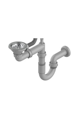 Çelik Evye Sifon Modeli 1 Göz Paslanmaz Eviye Sifon Takımı Gri