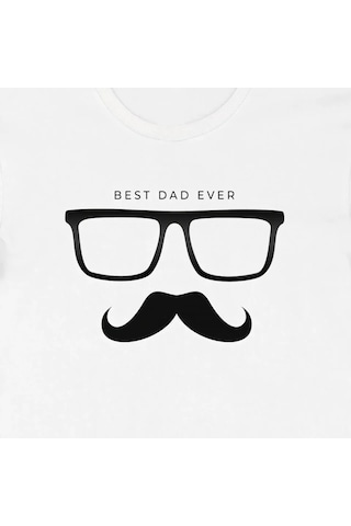 Efnaz Style Babalar Günü Hediye Baba Temalı Baskılı Oversize Bisiklet Yaka T-shirt - Beyaz