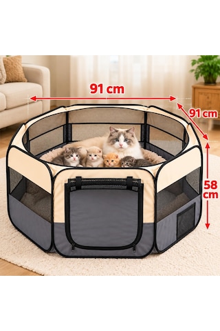 Orta Boy Katlanabilir Kedi Köpek Doğum Çadırı Oyun Alanı 91 X 91 X 58 Cm