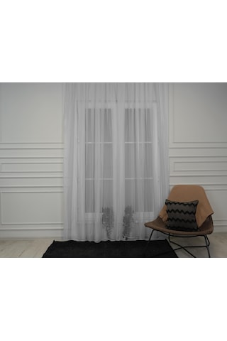 Parlak Vual Düz Tül Perde Krem-2485-krem