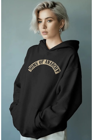 Sevbano Sons Of Anarchy Rock Metal Müzik Grubu Sırt Baskılı Unisex Oversi Siyah