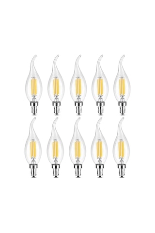 Cata Ct-4064 10'lu Paket Kıvrık Led Rustik Ampul - 7w E14 İnce Duy, Dekoratif Avize Ampulü 3000k Günışığı Genel