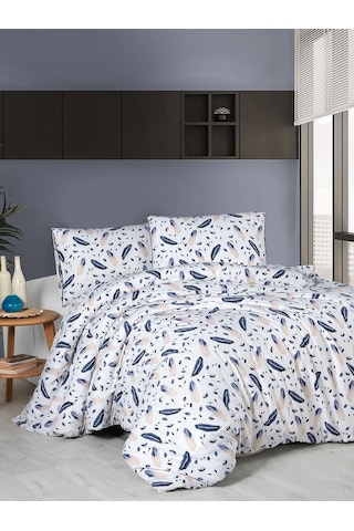 Bedline Ranforce Nevresim Takımı Çift Kişilik Feather Beyaz