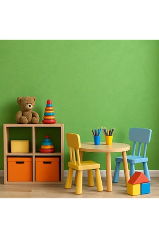 Canlı Yeşil Dokulu Duvar Kağıdı 137439 Kolay Uygulama, 5m² Rulo, Silinebilir Yüzey Çok Renkli