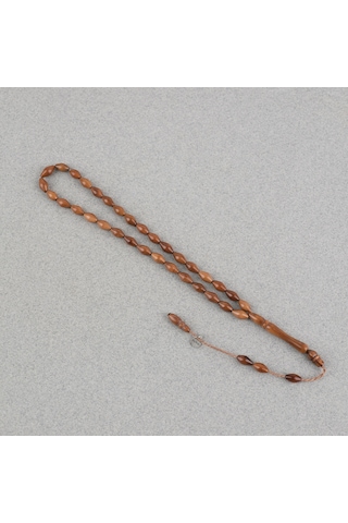 Kuka Orijinal Doğal Lapisdo İmzalı El Boy Sığırcık Kesim 4.5x9mm Tesbih Kahverengi