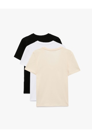 Koton Pamuklu Regular Fit Çok Renkli Basic V Yaka Kısa Kollu 3 Lü Tişört Seti Multıcolor 6sak60018ek Mavi