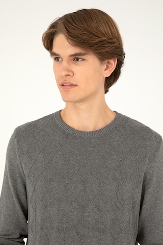 U.s. Polo Assn. Erkek Minimalist Desenli Regular Fit Uzun Kol Kazak Gri