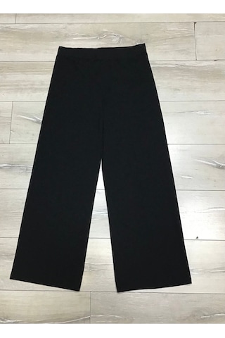 Scuba Beli Lastikli Bedenli Büyük Beden Bol Paça Panolont-inci Siyah