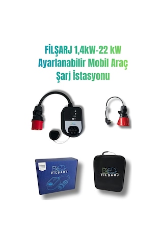Fil Şarj 1,4kw - 22kw Ayarlanabilir Taşınabilir Elektrikli Araç Şarj Cihazı Genel