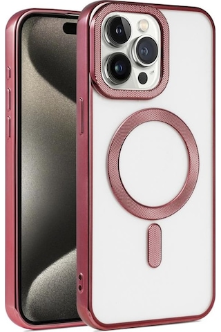 Apple Uyumlu iPhone 15 Pro Max Kılıf Pütür Dizayn Magsafe Şeffaf Krns Case