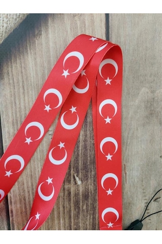 Türk Bayrağı Geniş Kart Askısı Yaka Kartı Boyun Askı İpi Telefon Askısı Yatay Dikey Kart Koruyucu