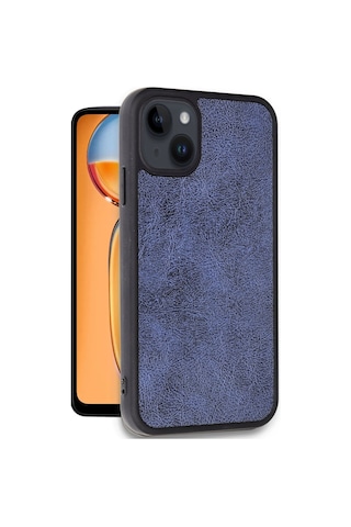 Apple, Uyumlu iPhone 15 Kılıf Aras Deri Kapak - Lacivert