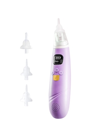 Vkemall Bebek Elektrikli Burun Emici, Düşük Frekanslı Sessiz, 3 Seviye Emme Gücü, Sakinleştirici Müzik, Dahili Li-pol Batarya, 3 Silikon Uç Menekşe