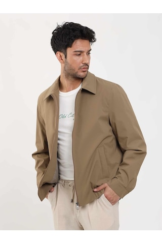 Dufy Vizon Erkek Regular Fit Düz Klasik Yaka Bomber Mont - 104399-Vizon
