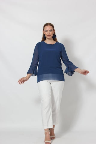 Moda Berray 3119i İndigo Kolu Valon ve Bağcık Detaylı Bluz Açık Haki
