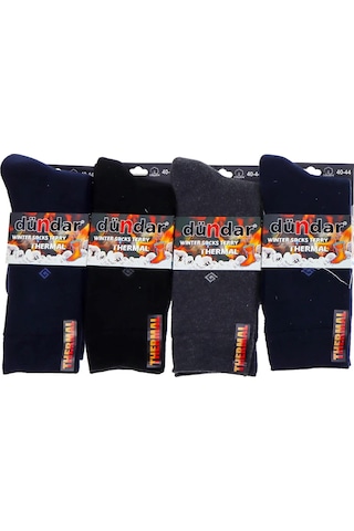 Dündar Erkek Plus Havlu Thermal Kışlık Çorap 7019 - 6 Adet Karışık Renk Çok Renkli