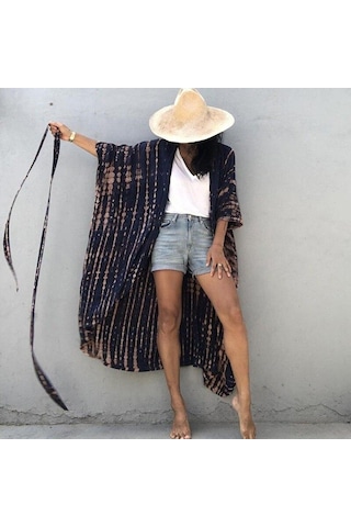 Midori Plaj Cover Ups Mayo Güneş Koruyucu Gömlek Siyah Baskı Mayo Pelerin Tatil Bluz 2022 Rahat Gevşek Beachwear Kıyafetler 21668 Midori Çok Renkli