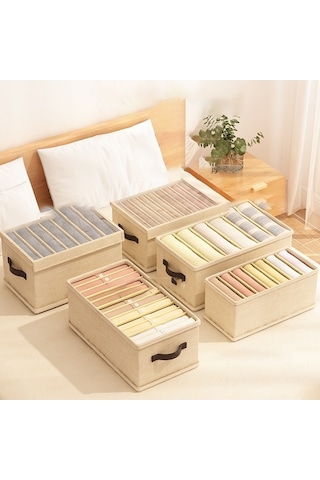 Dancemonkey Cbtx 7 Izgaralı Dolap Saklama Kutusu, Katlanabilir Elbise Düzenleyici, Şeffaf Pencere Kapaklı - Gri 140l