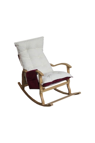 Mobildeco Erciyes Bordo/Krem Çift Renkli Cepli Sallanan Sandalye Ceviz