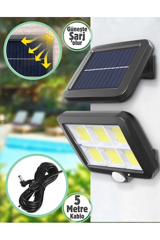 2 Adet 120 Cob Led Solar Panel Güneş Enerjili 3 Mod Duvar Lambası Bahçe