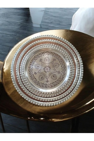 Modabakir Dekorasyon Tepsi Bakır 27 Cm Model:q34235235 Gri