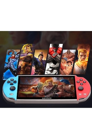 X12 Plus 7'inç Uyumlu Lcd Hd Ekran Tv Out 10000+ Oyunlu Arcade Retro Oyun Konsolu