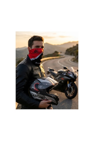 Caspiano Unisex Motosiklet Maskesi Bandana Outdoor Boyunluk-buff Kırmızı