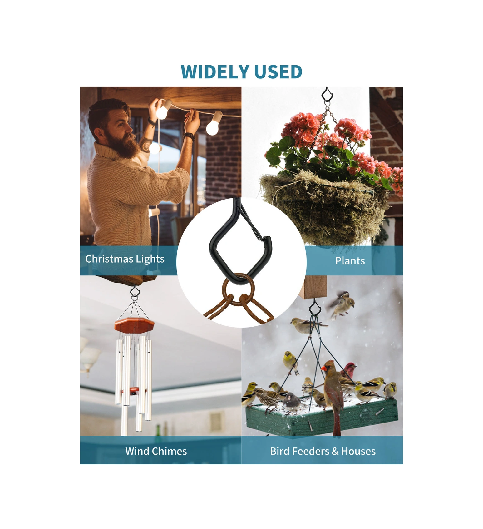 Mufunye 10 Adet Metal Çivi Kanca, Güvenlik Kilitli Dışarıdaki Işıklar, Bitkiler İçin Asma Hook, Hava Dayanıklı Ve Dayanıklı, Ahşap/çelik/beton Uyumlu