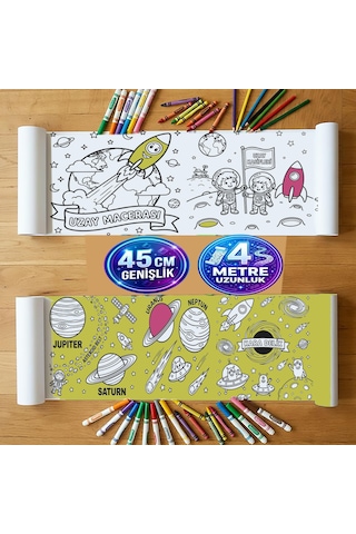 Boyama Kağıdı Rulo Dev Boy 4 Metre Uzay Macerası