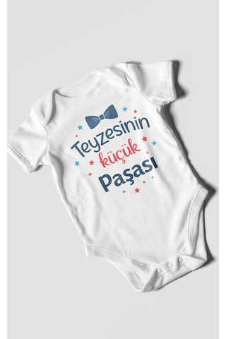 Morivokids Teyzesinin Küçük Paşası Kısa Kollu Bebek Body Beyaz