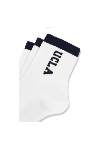 Ucla Julıo 3'lü Beyaz Uzun Jakarlı Pamuk Standard Fit Unisex Çorap