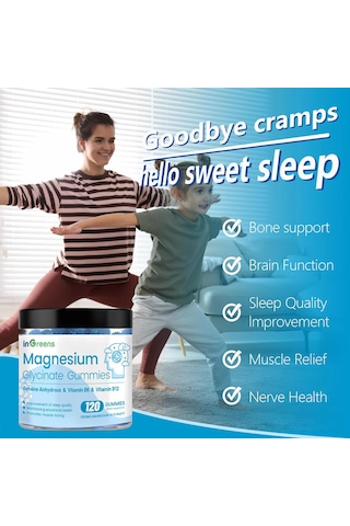 İngreens Magnesium Glycinate Betaine Sleep Relaxation & Focus Support 120 Gummies Karışık