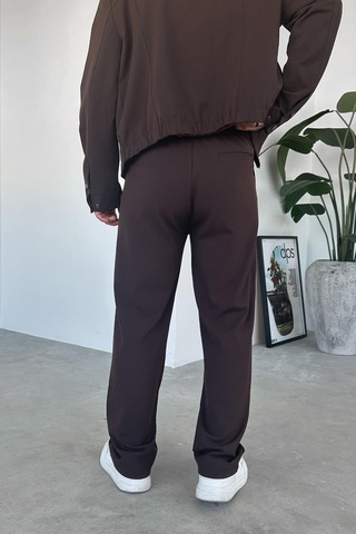 Kahverengi Premium Relaxed Fit Kumaş Pantolon Kahverengi