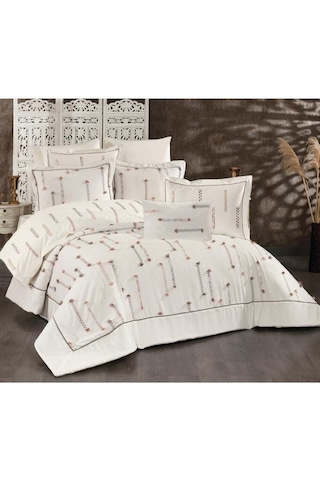 Çise 10 Parça Çift Kişilik Çeyiz Seti Krem - Kahverengi Krem - Kahverengi