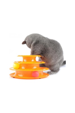 Süslüpati Toplu Yuvarlak 3 Katlı Şirin Kedi Oyuncağı
