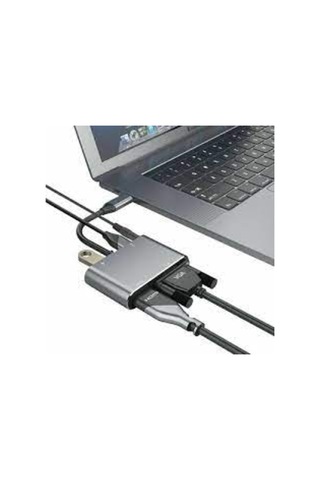 Hc-11 Apple Uyumlu MacBook Type-C To Usb 3.0 1080P 4K Hdmı Vga Pd Aux