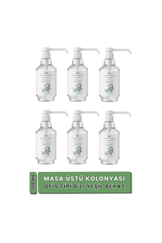 6'lı 500 Ml Sprey Yeşil Beyaz Kolonyası, Ofis Kolonyası, Masa Üstü Kolonya, Banko Kolonyası