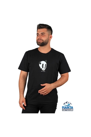 Manta MNT 2307-1 Kuru Kafa Baskılı Erkek T-Shirt-23622 - Siyah
