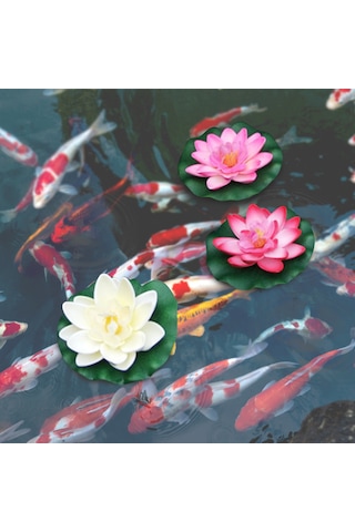 Fosenze 10cm Pembe Simülasyon Lotus Çiçeği - Akvaryum Havuz Göl Dekorasyonu - Su Üstünde Yüzen Sahte Lotus - Dayanıklı Eva Malzeme