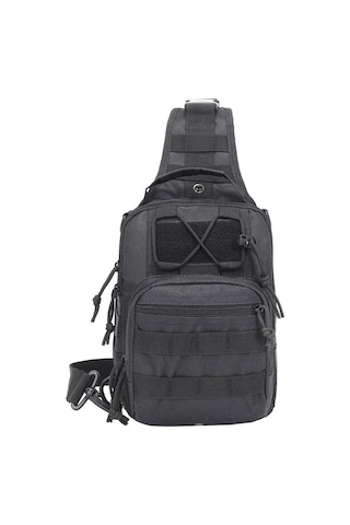 Taktik Göğüs Çantası Açık Kamuflaj Omuz Messenger Çanta Bel Çantası1 Siyah