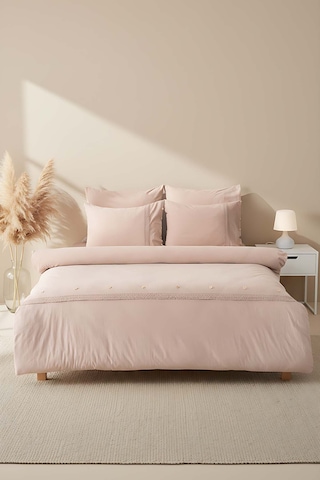 Grace Vizon Güpürlü Çift Kişilik %100 Pamuklu Nevresim Seti - 6 Parça Çeyiz Seti Vizon