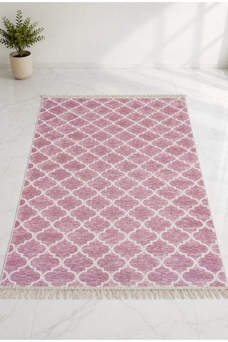 Kilim Paspas Çok Amaçlı Halı Makinede Yıkanabilir Toz Yapmaz Pembe 5