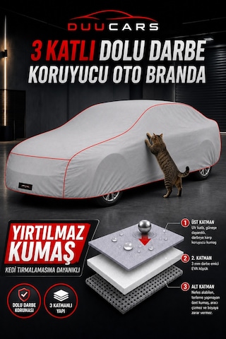 Tofaş Doğan 3 Katlı Dolu Darbe Ve Güneş Koruyucu Oto Branda Sedan 7 8 Kg 30 30 70 Cm