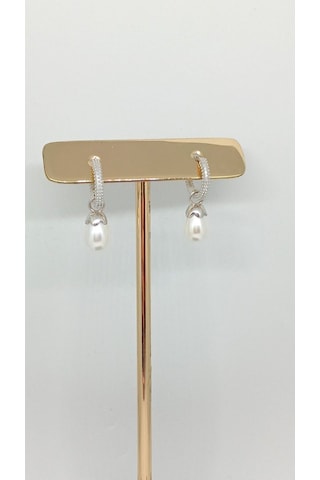 925 Ayar Gümüş İncili Halka Küpe Zarif Ve Şık Tasarım Gümüş