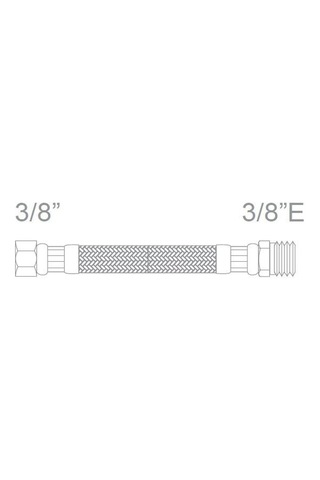 3/8"-3/8''e 40 Cm Paslanmaz Çelik Örgülü Flexible Bağlantı Hortumu 8x12 Dn8 -epdm