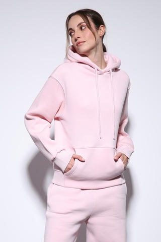 Antioch Kapüşonlu Basic Kadın Sweatshirt Pembe