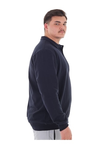 Erkek Büyük Beden 115-155 Kilo Arası İçin Uygun Uzun Kol Polo Yaka Mevsimlik Sweatshirt Lacivert